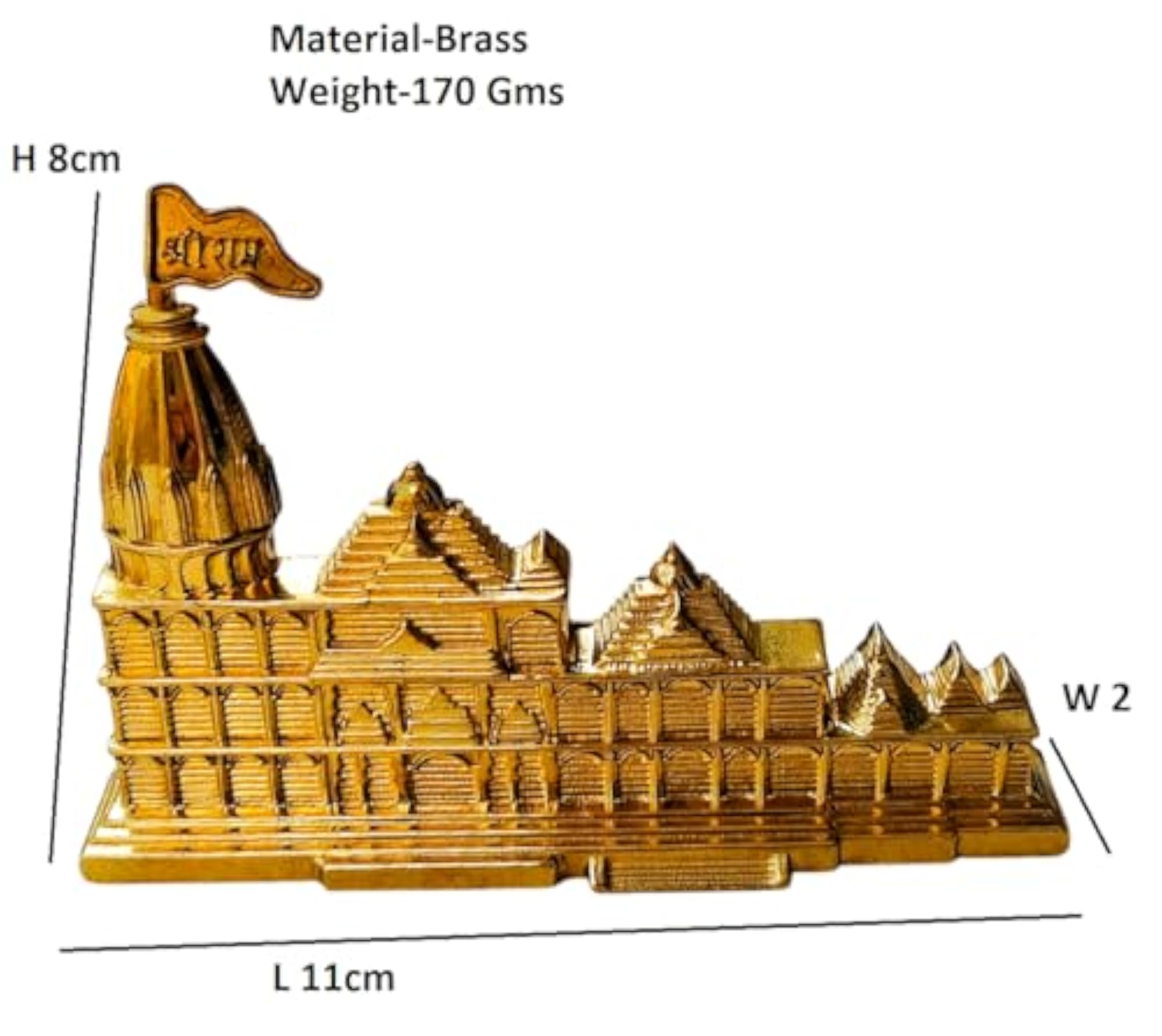 Pure Brass Ram Mandir Ayodhya Model Decorative Showpiece
