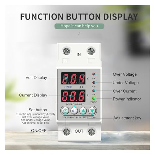 Relé DIN de 60A 230V Protector de Bajo Voltaje TOMZN TOVPD1-63-EC 7