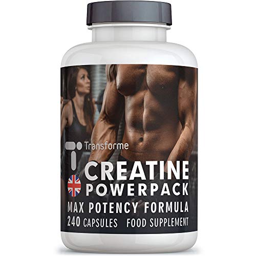 Creatine Monohydrate Capsules High Strength, 4200mg, ALA, Vitamin D B12, Zinc, 240 Capsules of Creatine Powder (Superior Absorption to Tablets), 40 Servings,by Transforme