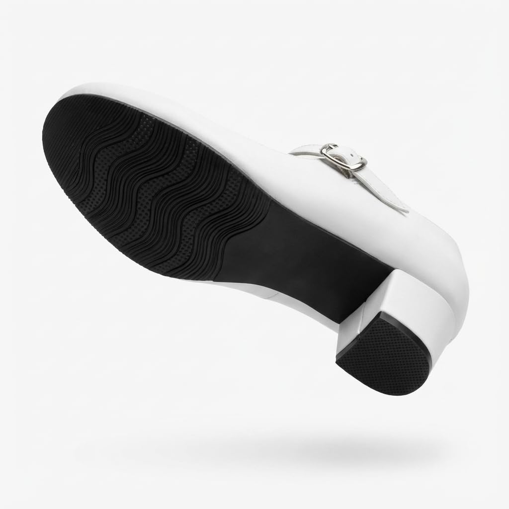 Tacones Flamenca niña Zapatos de Baile Profesional Hechos a Mano en España Calzado Tradicional Blanco y Negro con Sonido auténtico y Gran Comodidad