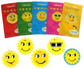50 X ASSORTED COVEVA SMILEY SUN HANGING CAR VALET AIR FRESHENERS Free P&P