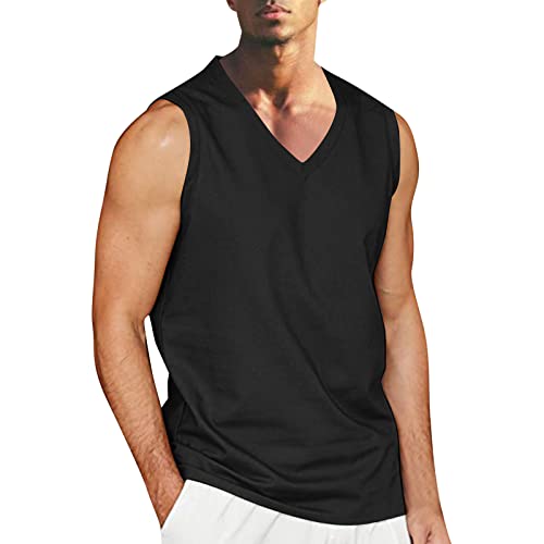 Camisetas de gimnasio para hombre sin mangas, chalecos para hombre, ajuste holgado, camisas de lino blanco para hombre, camiseta ligera de verano, camisetas de algodón para hombre, camisetas de