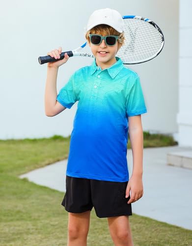 westwolf Boys Hawaiian Polo Shirt Golf Clothes Blue Gradient 11-12 Years - image 5
