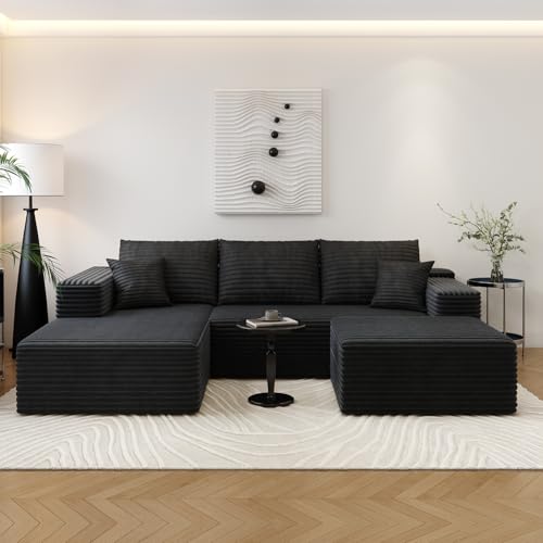 Image of Settab 95 inch Boneless Couch Modular Sectional Sofa with Ottoman，U Shape Lounge Cloud Couch,Flexible Module Combination for Living Room, No Assembly