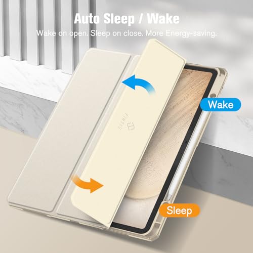 Image of Fintie Hybrid Slim Case for iPad Air 13-inch (M2) 2024, [Built-in Pencil Holder] Shockproof Cover with Clear Transparent Back Shell (Starlight)