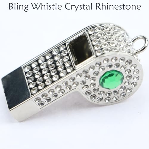 Silbato Metalizado con Cinta y Rhinestones Verde miniatura 5