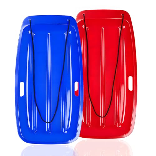 Snow Sled for Kids: 35', Cold-Resistant, Anti-lateral Drift, Included Rope, One Handle per Side, Fast, Stable, Stackable, Easy to Carry, Toboggan...