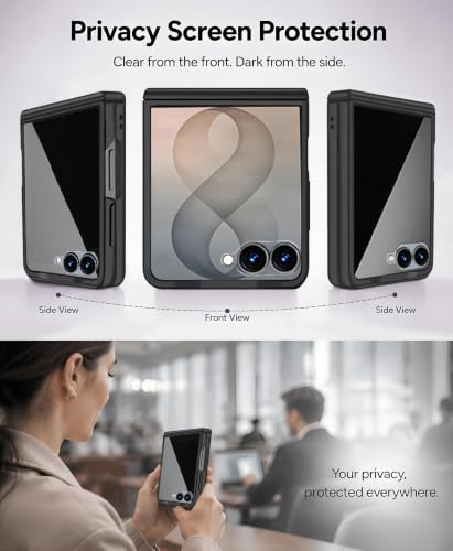 Image of STORMTAL for Samsung Galaxy Z Flip 8 Case with Privacy Screen Protector, [Compatible with Magsafe], [Full Body Hinge Protection], Magnetic Slim Case for Z Flip 8 Case Black