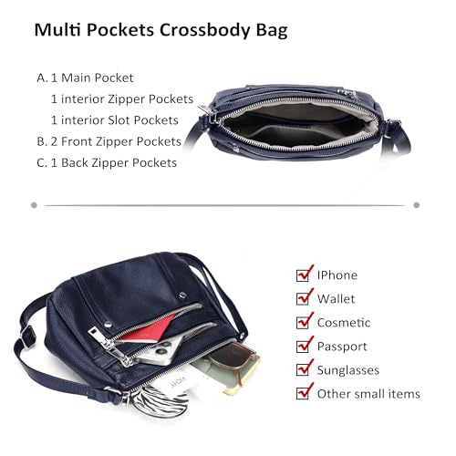 Image of befen Genuine Leather Crossbody Bags for Women Small Shoulder Bag for Ladies Cross Body Phone Bag for Girls Pocketbook Handbag with Multiple Pockets