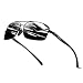 IALUKU Rectangular Polarized Sunglasses for Men Square Retro Aviator Sunglasses (Black / Grey, 60)