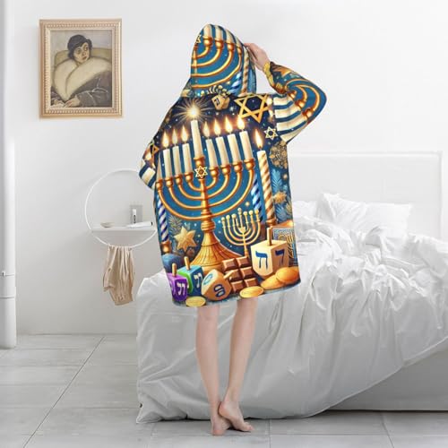 Couverture à capuche Hanoukka cadeau idéal Menorah dorée pour proche - 6