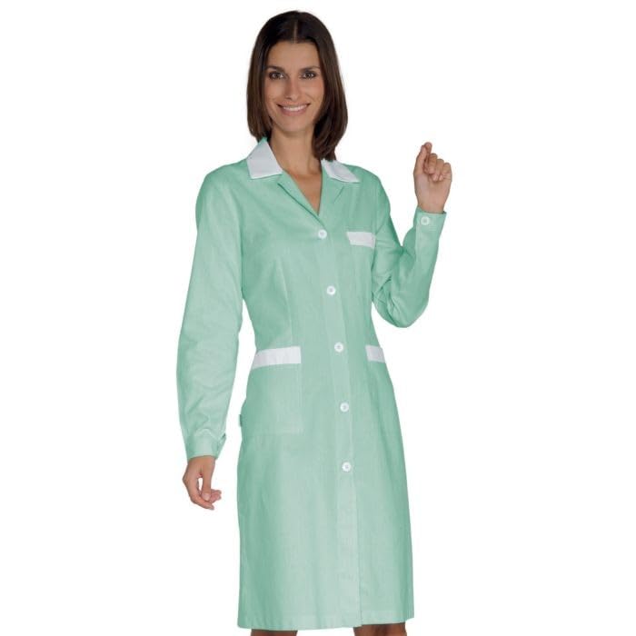 I.sacco Camice Manica Lunga da Donna POSITANO in 100% Cotone Piquet (Riga Verde)