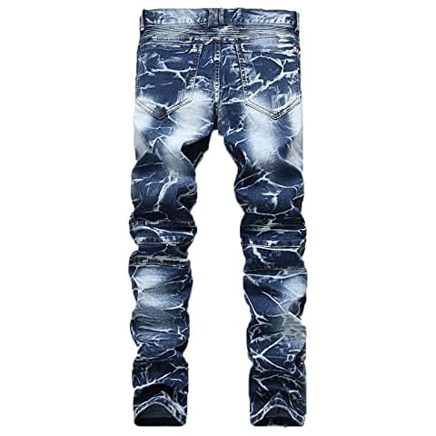 Men's Slim Fit Biker Jeans with Zipper Pockets Cover