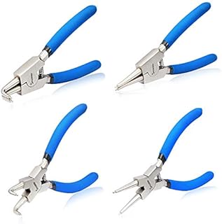 SPEEDWOX 5 Inches Internal and External Snap Ring Pliers Set 4 Pcs 90 Degree Bent Straight Retaining Ring Pliers Precision Retainer Ring Pliers C Clip Circlip Pliers Mini Maintain Removal Tool