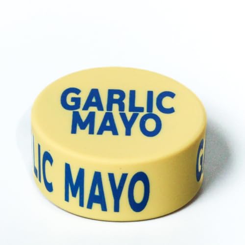 Culinary ID Bands FIFO Lid Wrap, Silicone Lid Cover Label for FIFO Bottles, Fits 12-32 oz, "GARLIC MAYO" Print, 360° View, Food Grade, Durable, 1 Count image 2