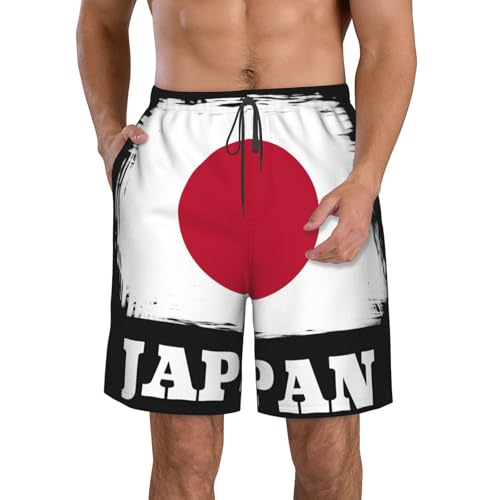 Novelty Japanese Japan Flag Men's Beach Shorts Quick Dry Funny Stylish Swimwear Bathing Suits Lightweight Outdoor Summer Beach White