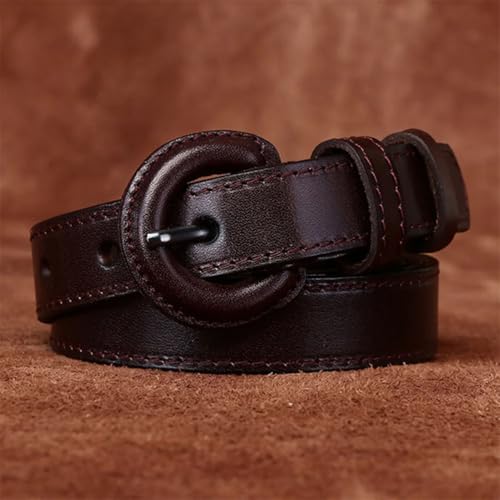 Women Vintage Solid Round Buckle Cowhide Belt Fashion Versatile Simple Belts For Denim Pants3