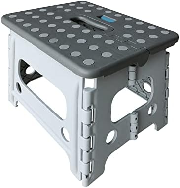 MOSILVERON Camping Chair Folding Step Stool with Locking Sturdy Enough to Support Adults, Opens Easy with One Flip, Widely Used in Daily Life(1 Pack Grey)