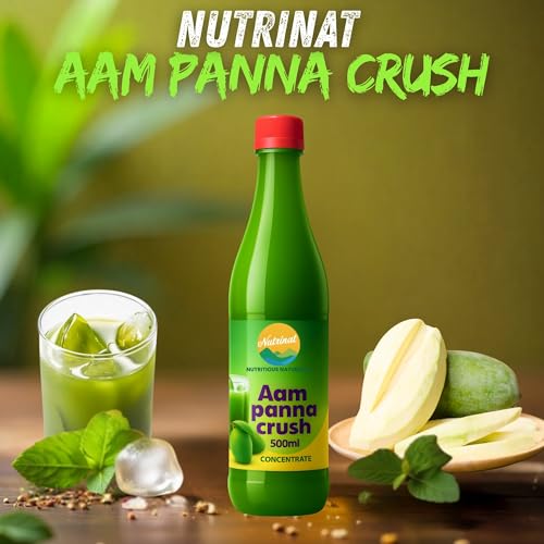 Image of Nutrinat Aam Panna - 500ml (Pack of 1) | Refreshing Aam Panna Drink | Summer Drink With Natural Ingredients | Mango Concentrate For Cooling Refreshment | Mango Crush Concentrate