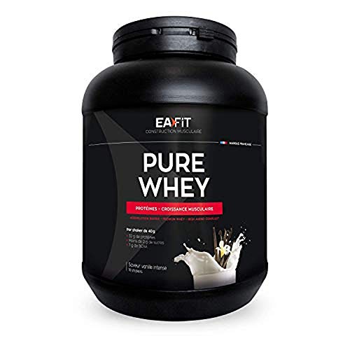 EAFIT Pure Whey - Vanille Intense 750 g - Croissance Musculaire - Protéines de Whey - Assimilation Rapide - Acides Aminés et des Enzymes Digestives - Complexe High Amino - Certifié Anti-dopage