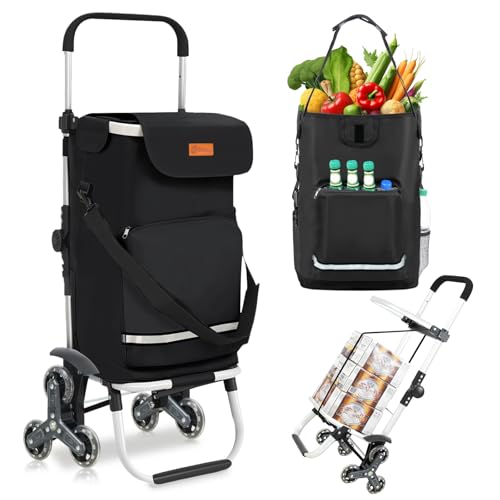 Sekey XXL Einkaufstrolley Treppensteiger mit 3 Rädern, Einkaufswagen für Camping