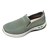 Wabkderpu Orthopedic Shoes for Women Woven Breathable Slip On Sneakers Arch Support Walking Sneakers Comfortable Nursing Diabetic Shoes Lightweight Casual Fashion Sneaker Green