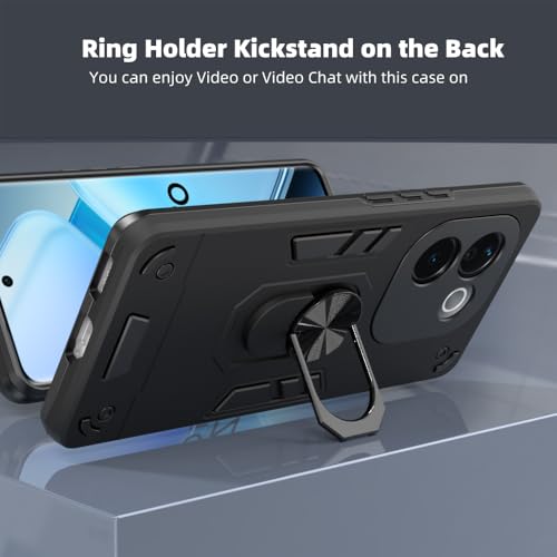 Image of NDCOM for Vivo T3 Pro 5G Back Cover and Iqoo Z9s Pro Back Cover | Stylish and Protective Shockproof Ring Holder Case