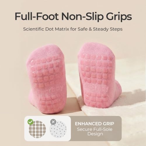 Image of Baby Non Slip Ankle Socks with Grippers for 0 Months-7 Years Old Walking Socks