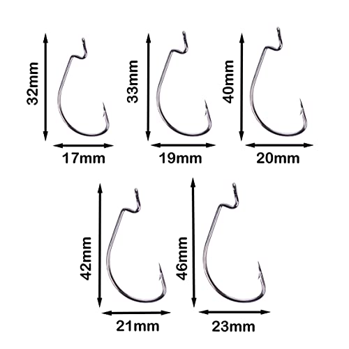 Zite Fishing Offset-Haken Set - 50 STK Angelhaken Sortiment #2-3/0 - Gummiköder Haken für Jigs, Creature Baits… – Bild 6