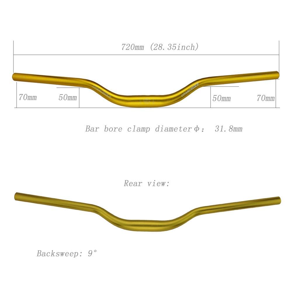N A MTB Mountain Bike Manubrio Bicicletta Extra Lungo Manubrio φ31.8mm 720mm/780mm Riser Bar (780mm, Oro)