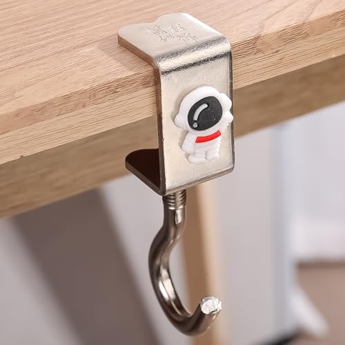 Gancho ajustável com borda de mesa de desenho animado para fone de ouvido, mochila, suporte para pendurar, organizador de escritório em casa, sem perfuração, 'prata'