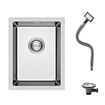 KINKIBOS 304 Stainless Steel Sink 35 x 45 cm, Small Kitchen Sink, Undermount Kitchen Sinks with Overflow, 1 Bowl (Without Drain Pipe), Brushed