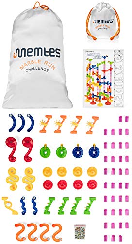 Memtes Marble Run Toy Race Coaster 105 Piece Set, Educational Construction Maze Building Blocks Learning Toy, Included with 2 Silk Bags