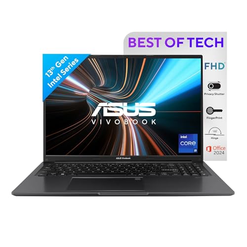 ASUS Vivobook 16, FHD+ (1920 x 1200), Intel Core i9-13900H Processor,(16GB RAM/1TB SSD/Intel Iris Xᵉ iGPU/Windows 11/MS Office 365 Basic (1Year)*/Office Home 2024/Indie Black/1.88 kg),X1605VA-MB9999WS