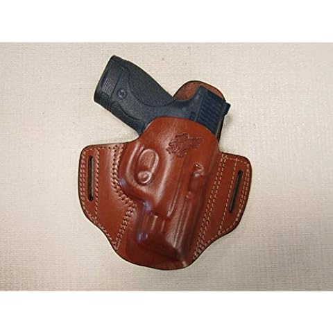 Braids Holsters S&W M&P Shield 9mm & 40 Cal. Pancake Holster Formed Brown Leather Right Hand Cover