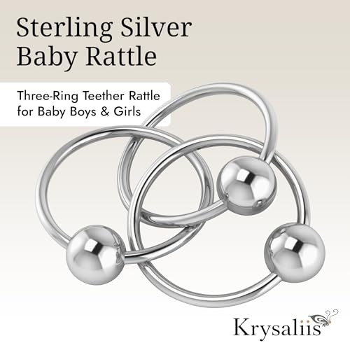 Image of 3 Ring 925 Sterling Silver Teether Rattle Ring | non tarnishing, 0-12 months, teething gift, engravable, gift boxed, baby shower, christening, newborn keepsake