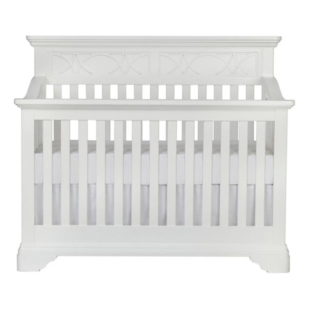 Pemberly Row Traditional Wood 4-in-1 Convertible Crib in White Lace