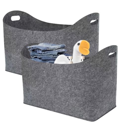 Contenedor de leña de fieltro y cesta de almacenamiento multiusos pack de 2 8