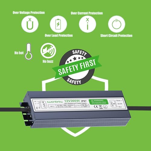 Image of LED Driver 200 Watts Waterproof IP67 AC 110V to 12V 16.5A Low Voltage Transformer Indoor or Outdoor Power Supply Adapter for LED Strip,Landscape Lighting Project, and Any 12V LED Lights