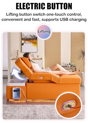 MegLob Head Spa Bed, Japanese Shampoo Bed & Electric Lift Massage Table-in-1, Professional Beauty Salon Shampoo SPA Bed, with Foot Bath Fumigator/Spa Basin/Water Cycle, Head Spa Equipment,Green - Image 3