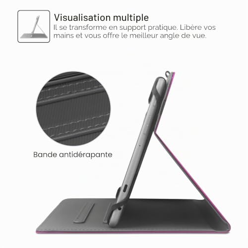 Housse de protection pour tablette tactile 9-11 pouces multi-angle en cuir PU