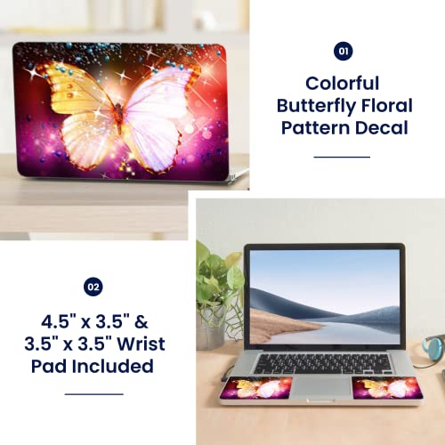 Image of LSS 17 17.3 Inches Laptop Notebook Skin Sticker with 2 Wrist Pads - Reusable Cover Protector Vinyl Sticker Cover Decal Fits 17 inch - 19 inch HP Asus Acer - Sparkling Butterfly Pattern