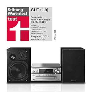 Panasonic SC-PMX94EG-S Micro HiFi System (120 W RMS, Digital DAB+, CD, UKW , Bluetooth, USB, AUX) silber, Einheitsgröße