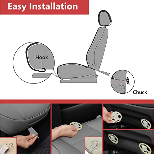 Foneso Car Seat Covers Premium Pu Leather Front Seat Cushion Cover Anti-Slip And Wrap Around The Bottom, Fits Most Of Vehicles (Gray, 1 Pieces) #TOP6