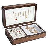 Asfrode Schmuckkästchen Klein Holz, Schmuckaufbewahrung Retro Schmuckbox Schmuckkoffer Mini Aufbewahrungsbox Vintage Chmuckaufbewahrungs Box für Damen Geschenkidee