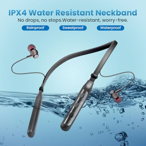 Image of MAK Wireless Neckband Earphones with 12mm Deep Bass, Magnetic Earbuds, Lightweight Ergonomic Design, Bluetooth Connectivity & Long Battery Life, Premium Black Neckband in Black