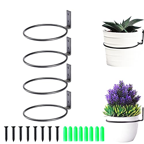 4 Piezas Anillo de Soporte para Macetas,Estante De Maceta De Anillo,Soporte De Pared Macetas Exterior,Soporte para Macetas de Metal Montado en la Pared,con Tornillos,para Jardín Balcón(4inch)