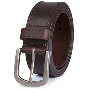 Men’s Full Grain Leather Belt for Everyday Casual Jeans, 1.5″ Handmade Men Leather Belts with Gift Box