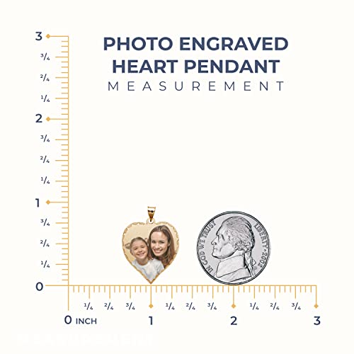 Personalized Engraved Picture Necklace Heart Shaped Custom Photo Pendant/Photo Customized Necklace/Photo Necklace With Picture Inside Personalized Photo Necklace Diamond Cut Edge - 3/4 Inch X 3/4 Inch (14K Yellow Gold, Photo W/ Backside Engraving) #TOP2