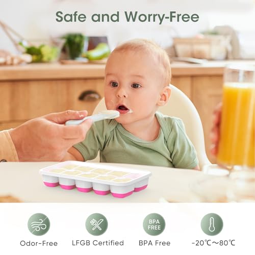 DOQAUS Ice Cube Tray with Lid and Bin, 4 Pack Silicone Plastic Ice Cubes Trays for Freezer with Box/Container, Stackable with Storage Iced Bucket Kits, Scoop, for RV, Soup, Food, Cocktail, Coffee